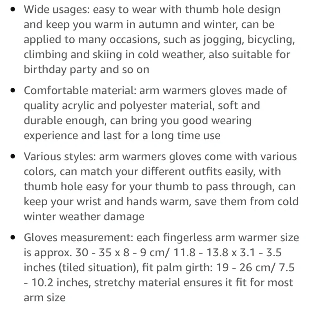 🆕NIP:Black and White Striped Fingerless Polyester Arm Warmers
